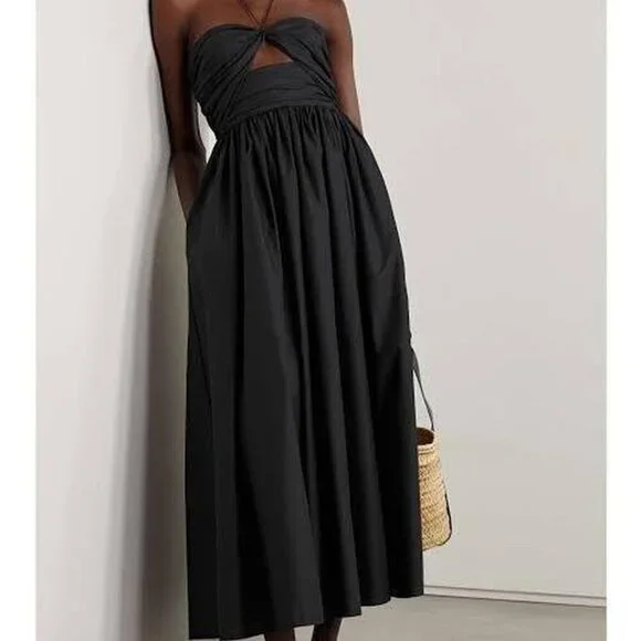 Matteau Bandeau Rouched Sundress in Black 2 New Womens Maxi Cotton Gown - Picture 11 of 16